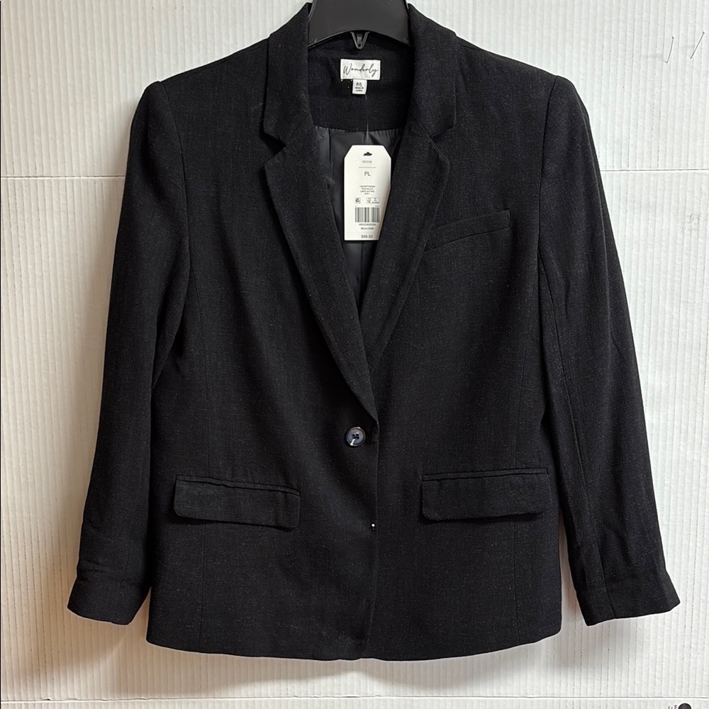 Wonderly Black Women's Blazer Rayon/Linen Blend New With Tags Size P/L